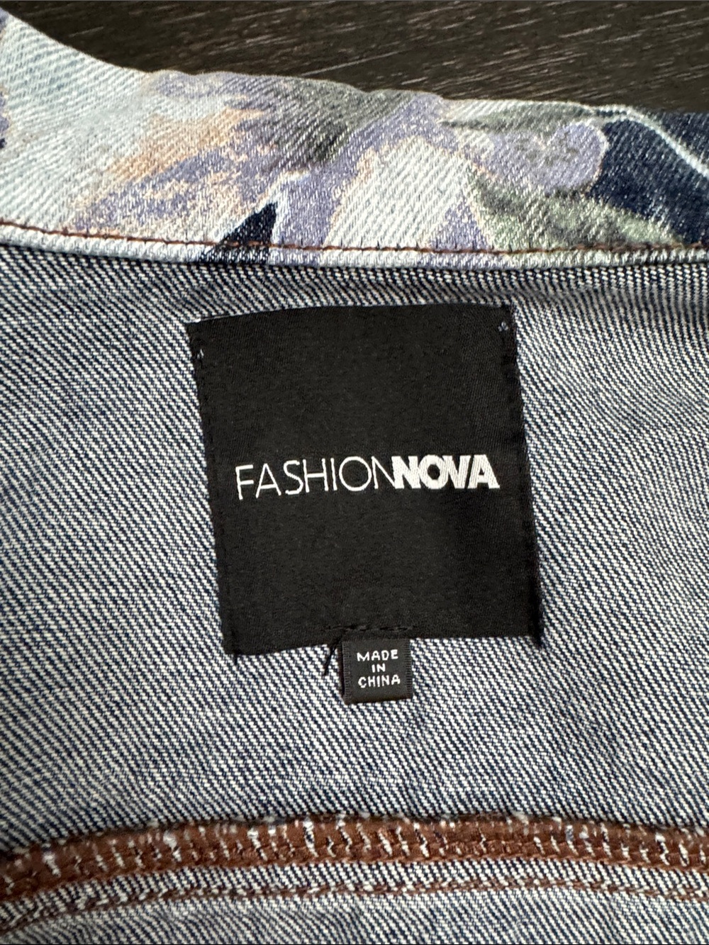 100% Cotton Floral Print Cropped Denim Jacket - Blue Barrel Sleeves NWOT - Picture 11 of 16